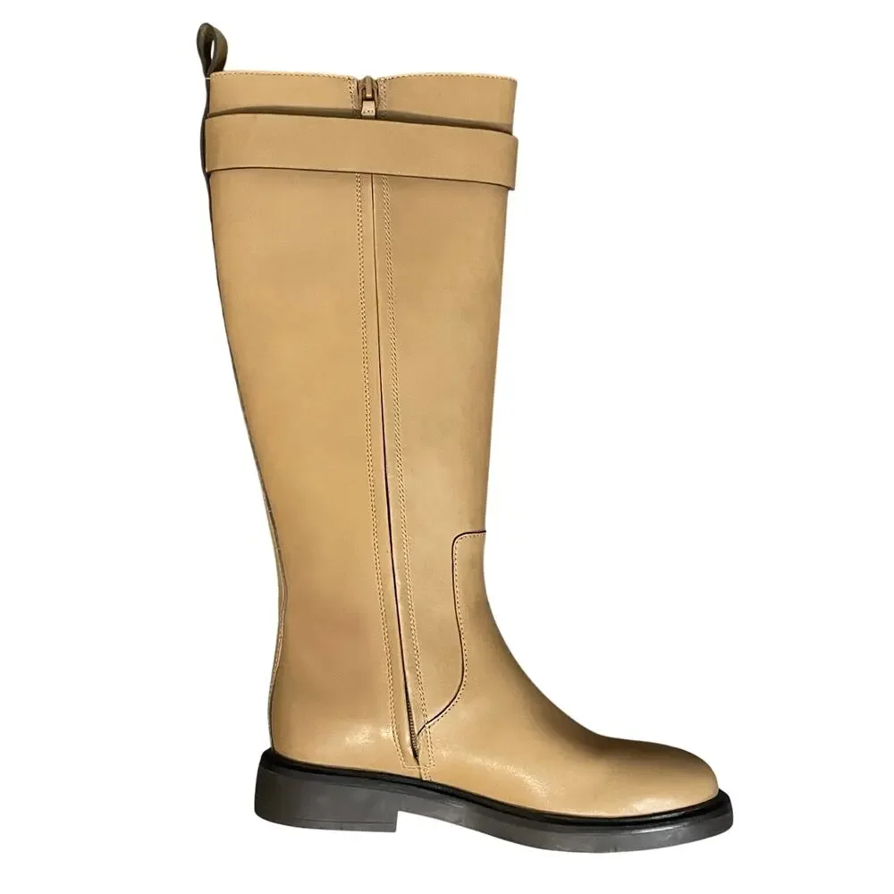 Tory Burch Women’s Double T Utility Logan Boot Tall Riding Leather Size 6.5